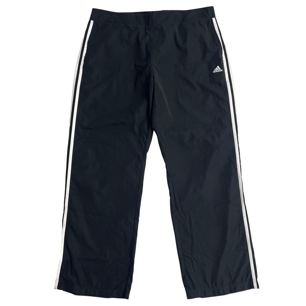 Adidas Vintage Track‎ Pants Men XL Black White Side Stripe Windbreaker Joggers
